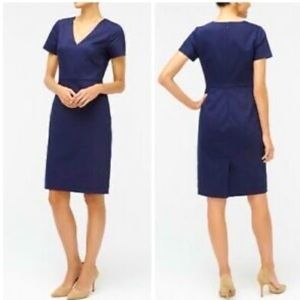 NWT J Crew Cap-Sleeve V-Neck Navy Work Dress